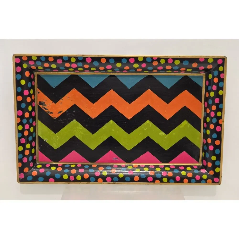 Mackenzie Childs Trampoline Boutique Set Tissue Box/Trinket Tray/ Cotton Box Set